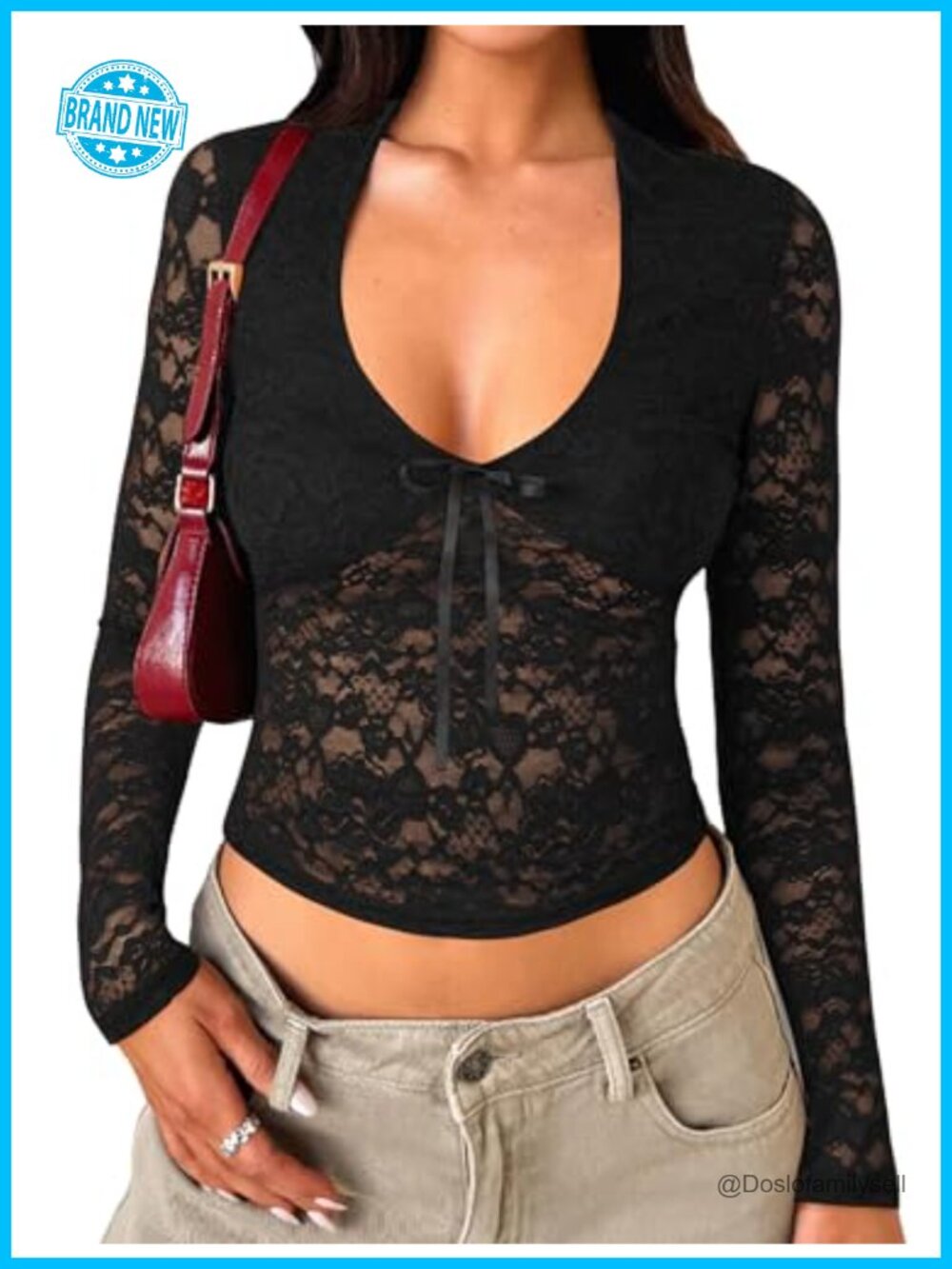 Womens Long Sleeve Lace Mesh Crop Top Y2K Going Out Shirt